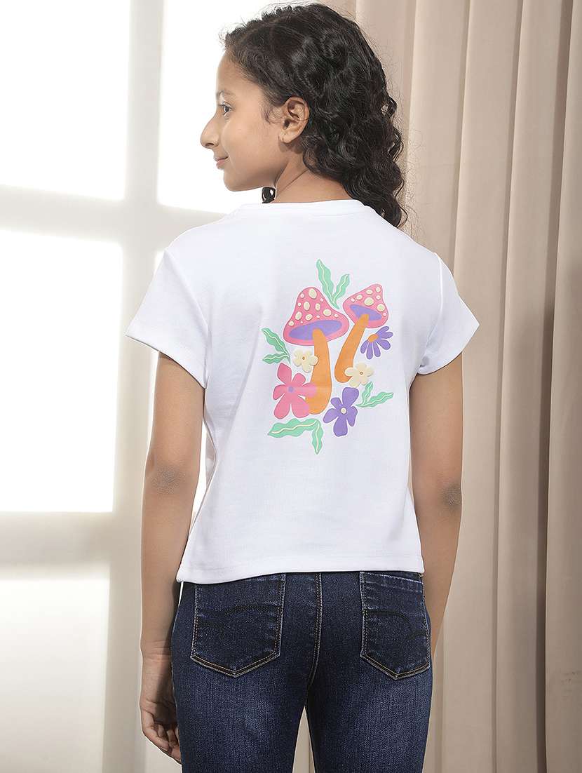 girls printed round neck tee