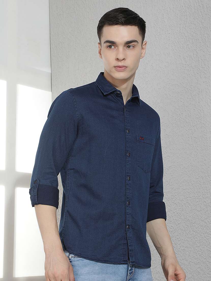 Men Solid Long Sleeve Slim Fit Casual Shirt - 22518758 -  Standard Image - 2