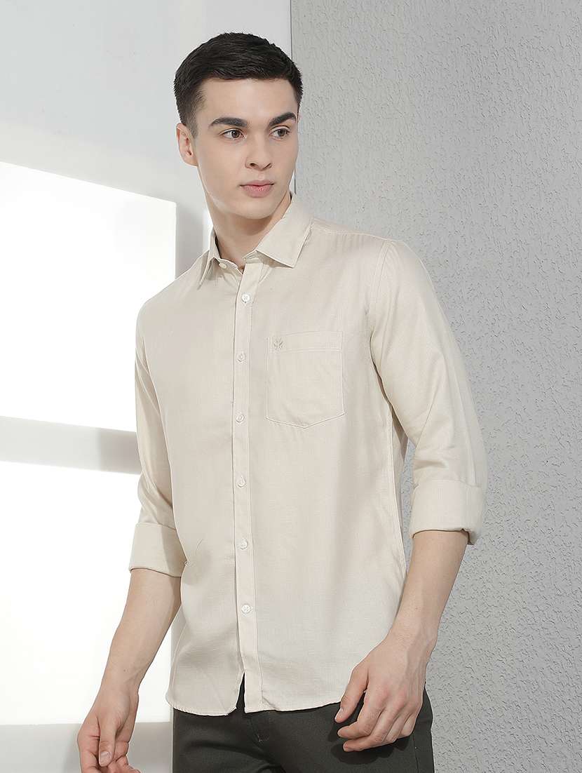 Men Solid Long Sleeve Slim Fit Casual Shirt - 22518770 -  Standard Image - 2