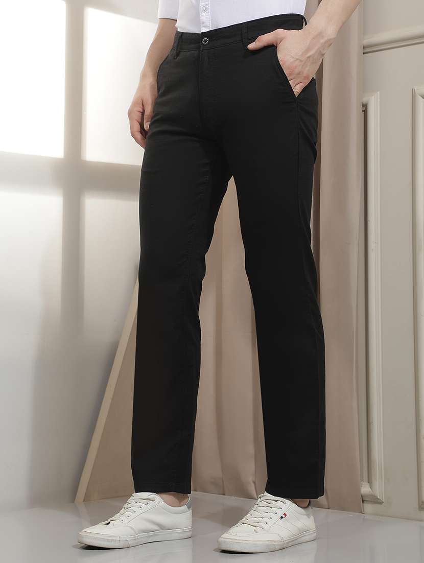 Men Solid Mid Rise Flat Front Chinos - 22518790 -  Standard Image - 2