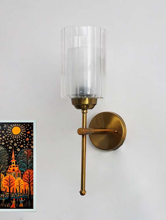 Modern Brass Wall Sconce Glass Shade Light Fixture - 22518979 -  Standard Image - 2