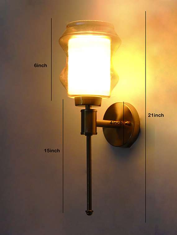 Damru Glass Designer Wall Lamp Amber Glass - 22519100 -  Standard Image - 2