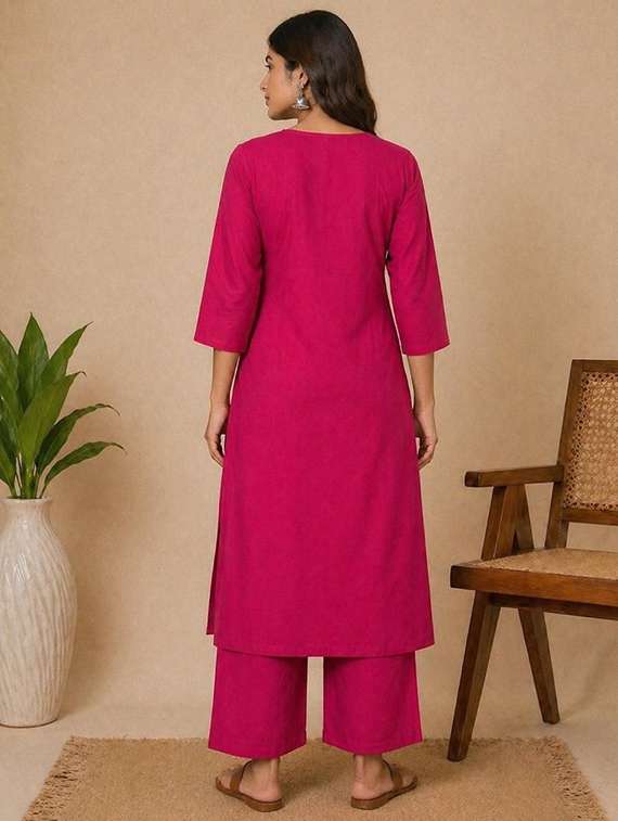 women embroidered three quarter sleeve kurta pant set - 22519104 -  Standard Image - 2