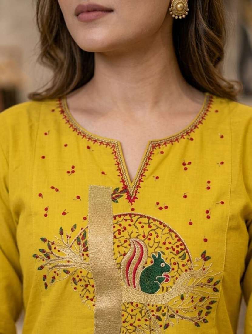 women embroidered long sleeve kurta palazzo set - 22519125 -  Standard Image - 2