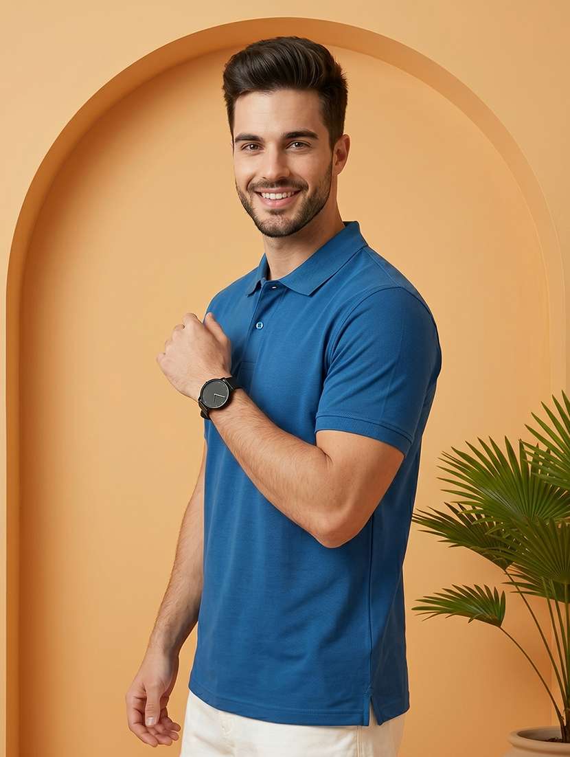 men solid short sleeve regular fit polo t-shirt - 22520662 -  Standard Image - 2