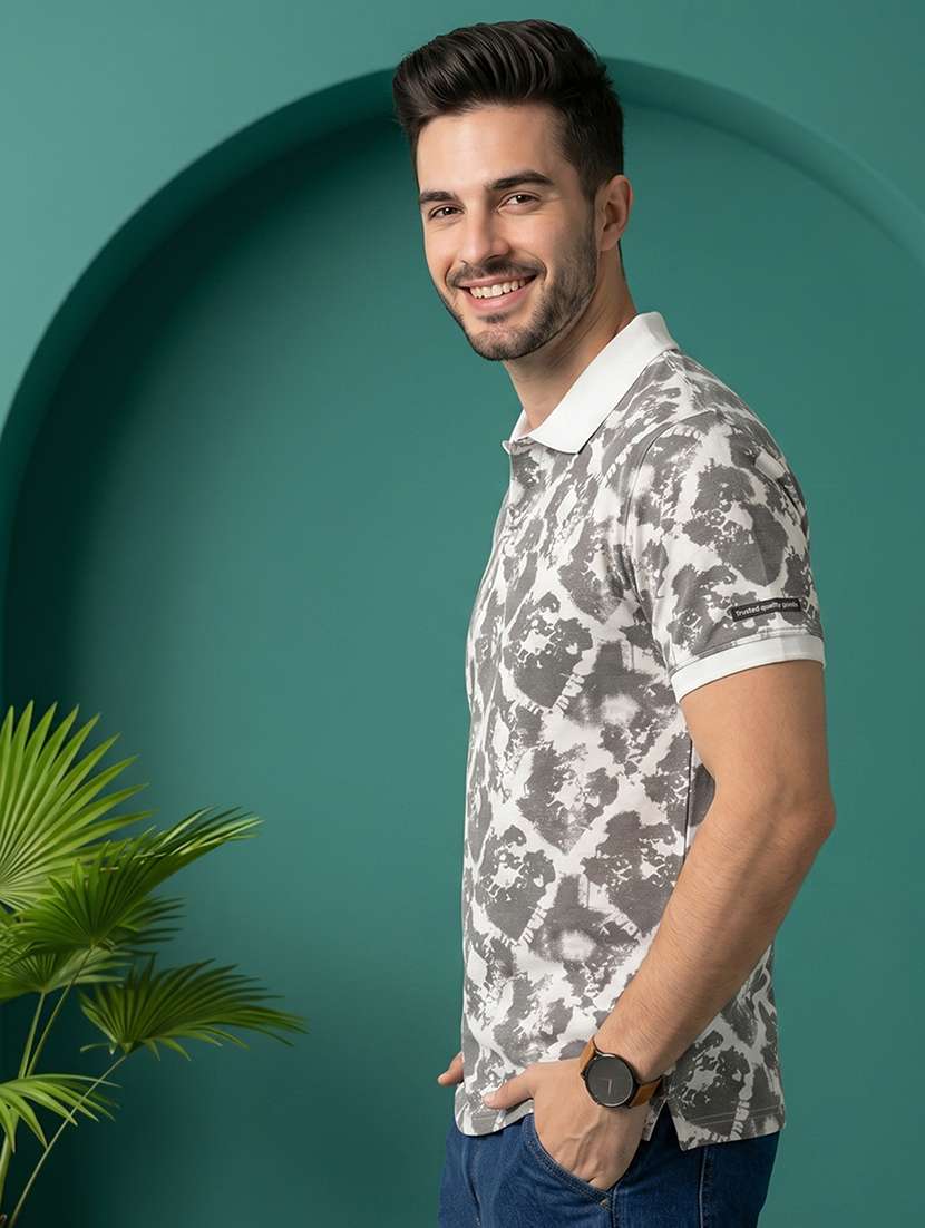 men printed short sleeve regular fit polo t-shirt - 22520669 -  Standard Image - 2