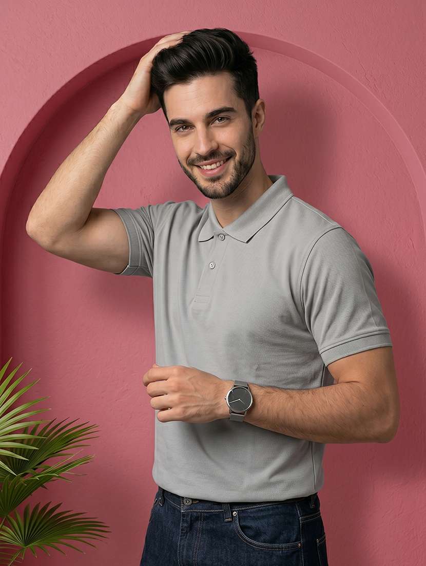 men solid short sleeve regular fit polo t-shirt