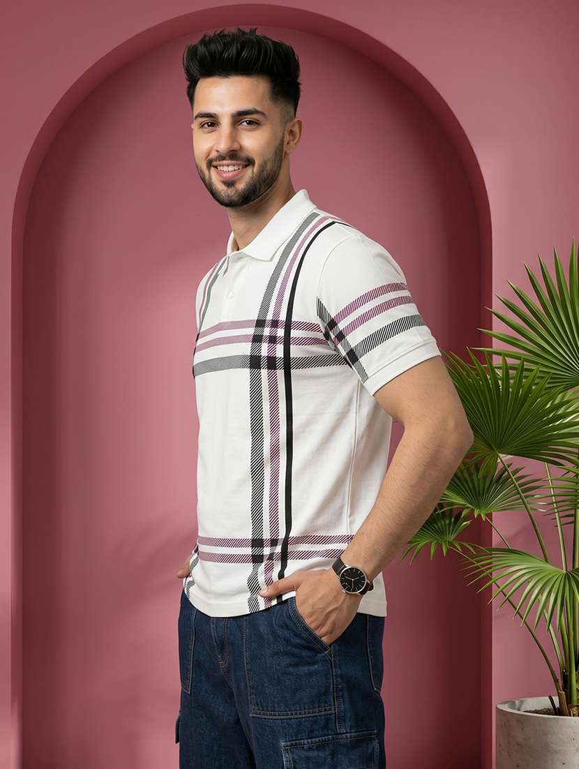 men checkered short sleeve regular fit polo t-shirt - 22520688 -  Standard Image - 2