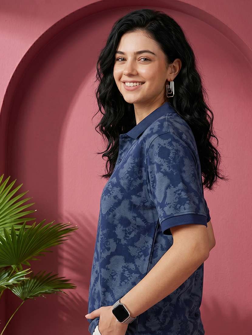 women printed short sleeves oversized polo t-shirt - 22520700 -  Standard Image - 2