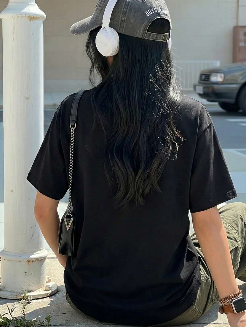 women printed round neck oversized t-shirt - 22520762 -  Standard Image - 2