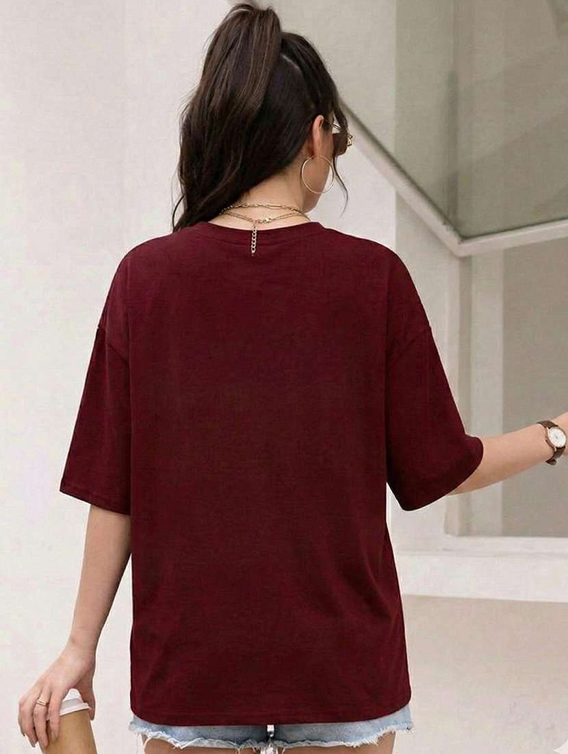 women printed round neck oversized t-shirt - 22520763 -  Standard Image - 2