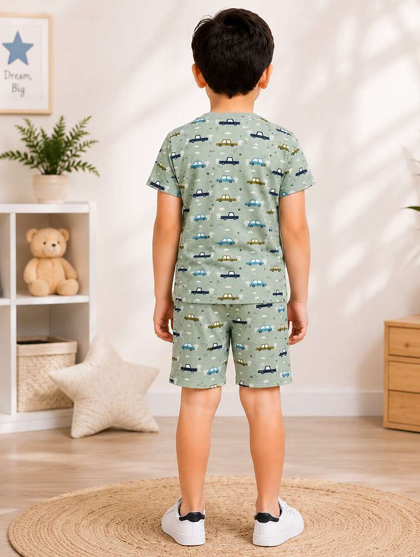 boys printed short sleeve t-shirt & shorts co-ords set - 22520804 -  Standard Image - 2