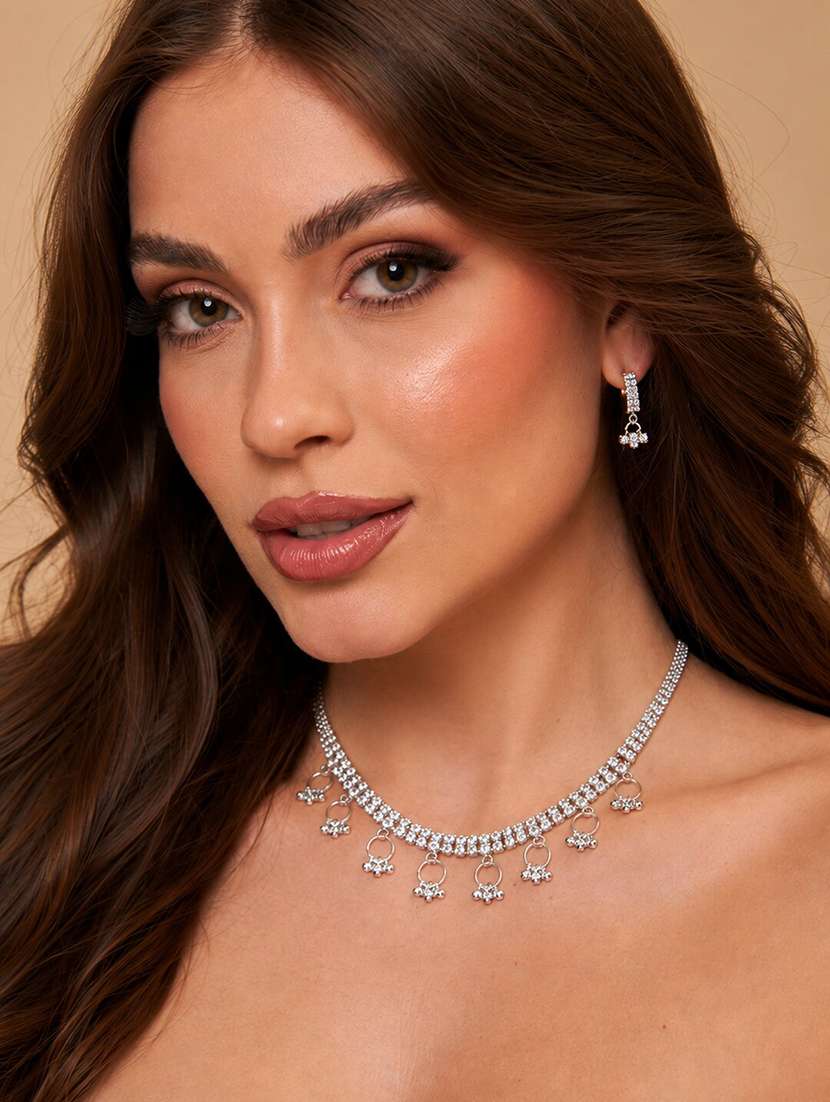 choker rhinestone crystal necklace and earrings set  - 22520808 -  Standard Image - 2