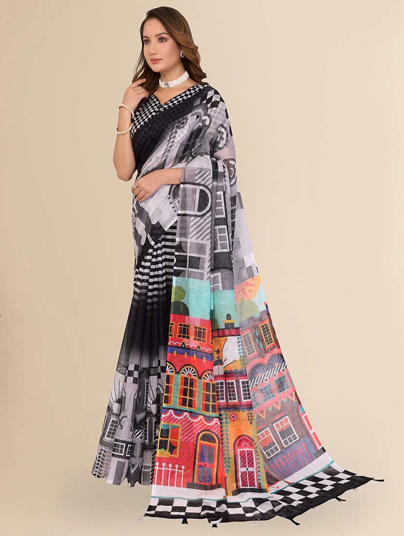 women printed casual wear saree with blouse - 22520846 -  Standard Image - 2