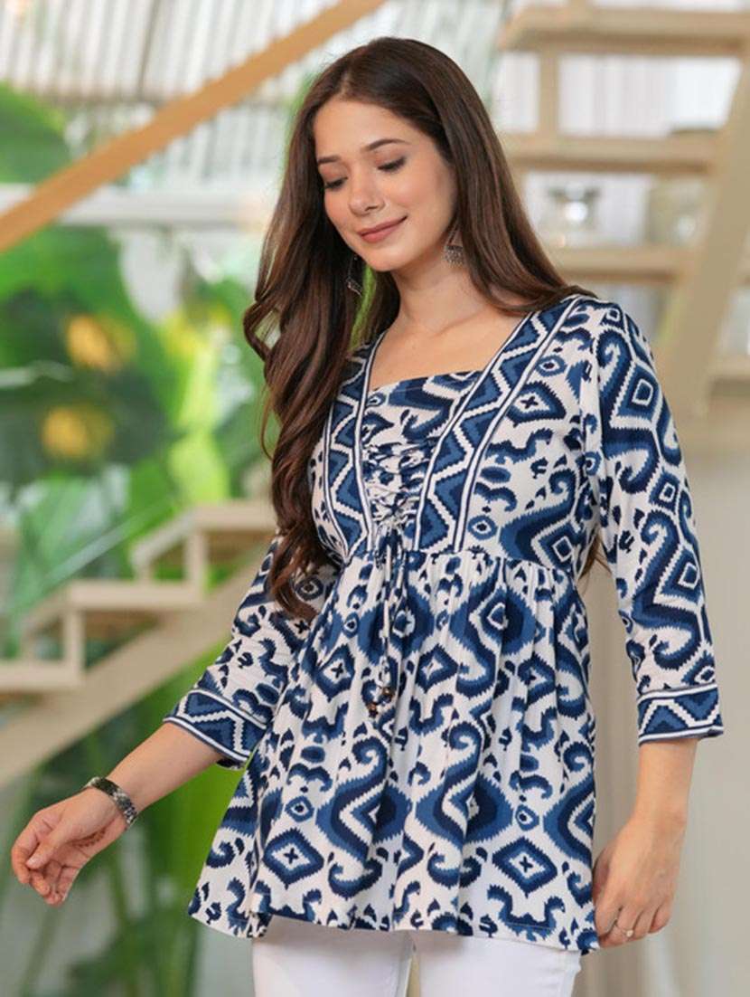 women printed square neck a-line tunic - 22520853 -  Standard Image - 2