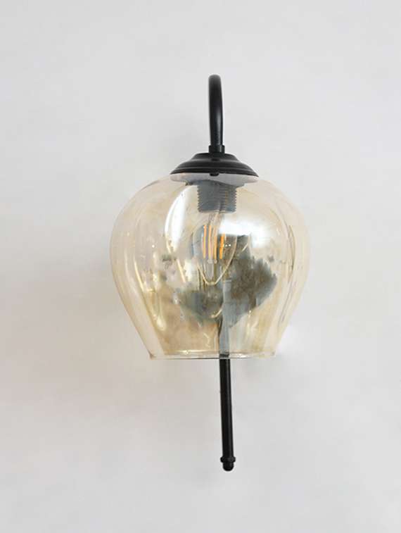 Hanging Downward Amber Glass Black Wall Light - 22520865 -  Standard Image - 2