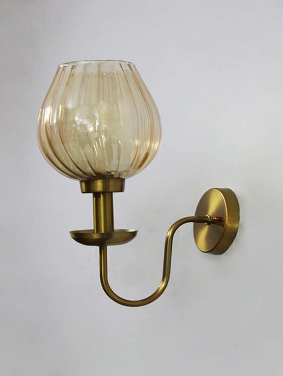 Amber Ribbed Tulip Glass Wall Light - 22520884 -  Standard Image - 2