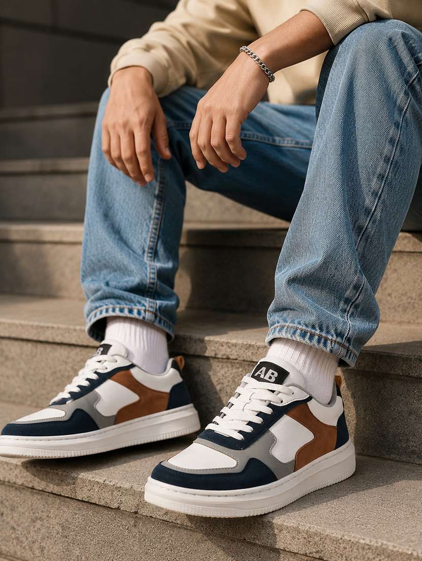 men colourblocked lace up sneaker