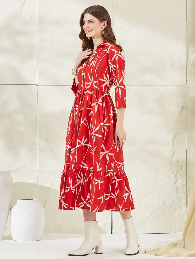 Women Printed Collared Tiered Dress - 22520939 -  Standard Image - 2