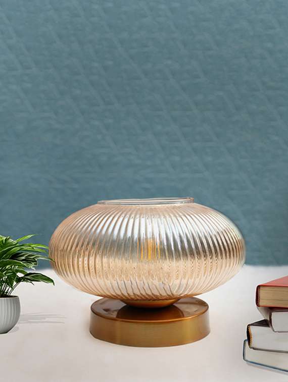 modern ribbed amber kachori glass table lamp - 22520943 -  Standard Image - 2