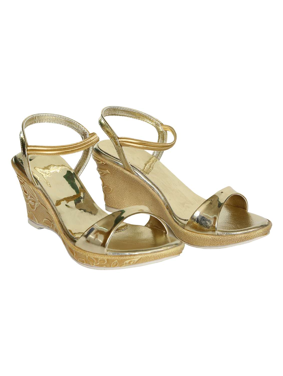 women solid ankle strap wedges