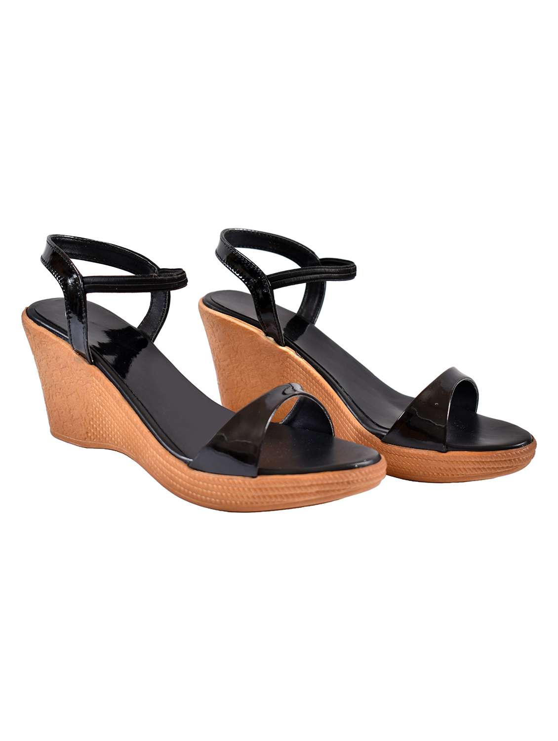 women solid ankle strap wedges