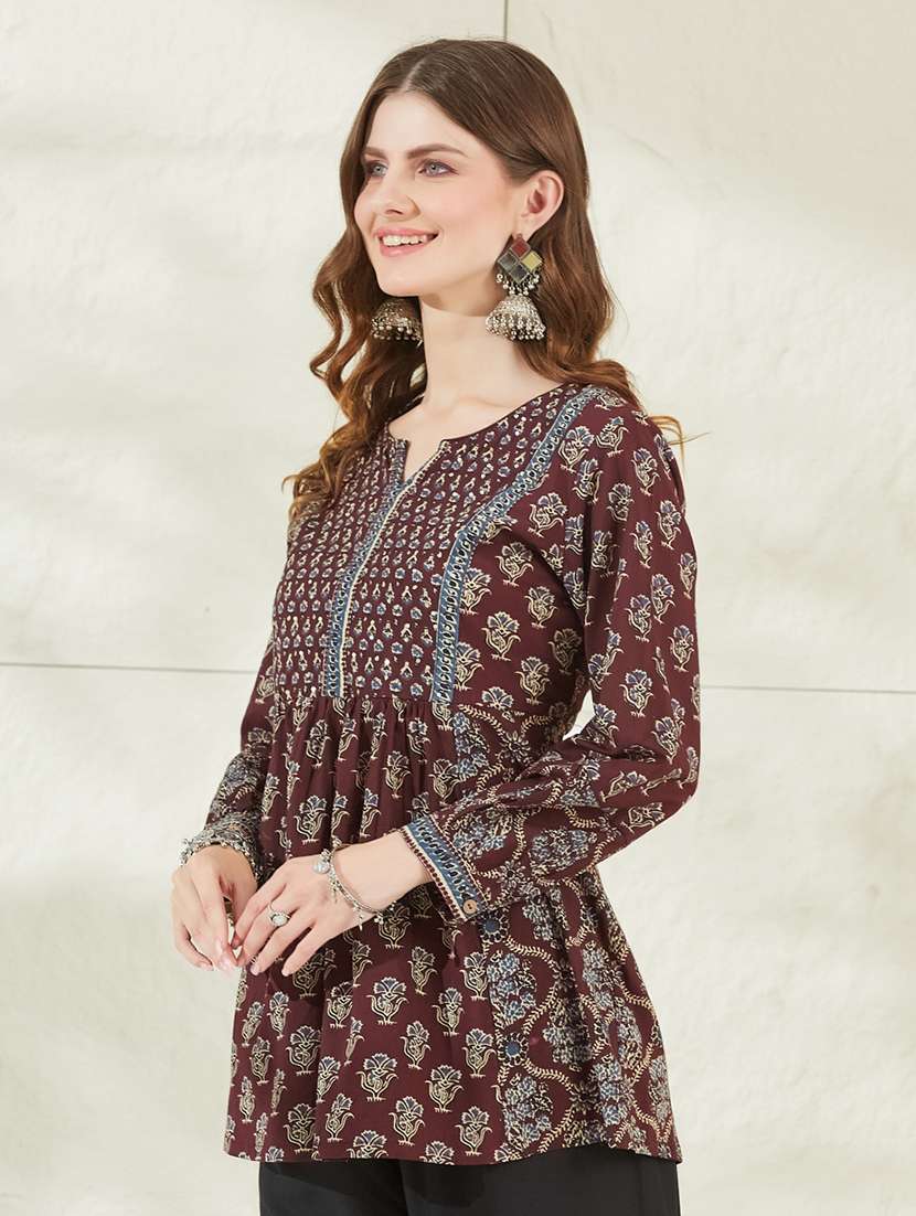 women printed notch neck a-line tunic - 22520998 -  Standard Image - 2