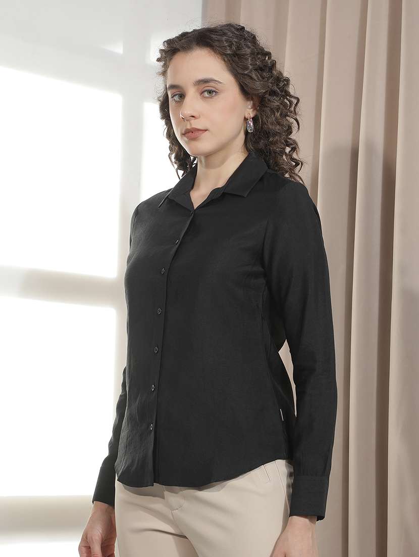 Women Solid Collared Regular Shirt - 22521042 -  Standard Image - 2