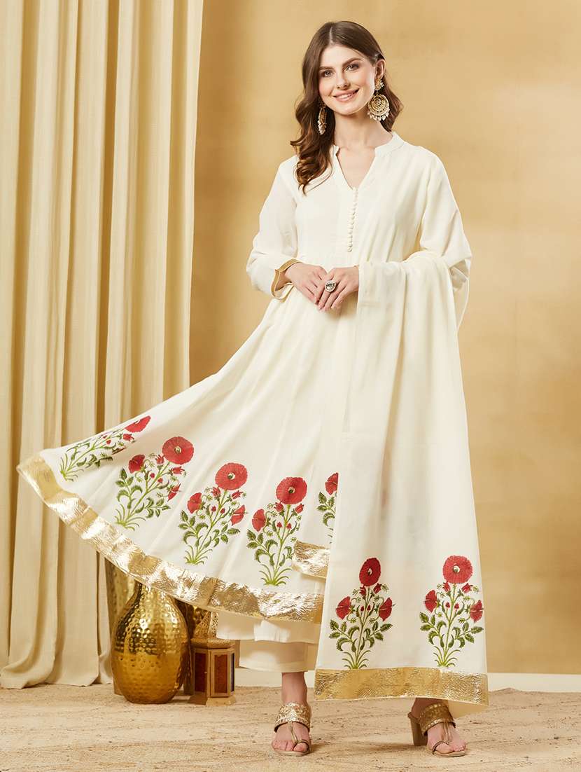women printed long sleeves kurta pant set with dupatta - 22521179 -  Standard Image - 2