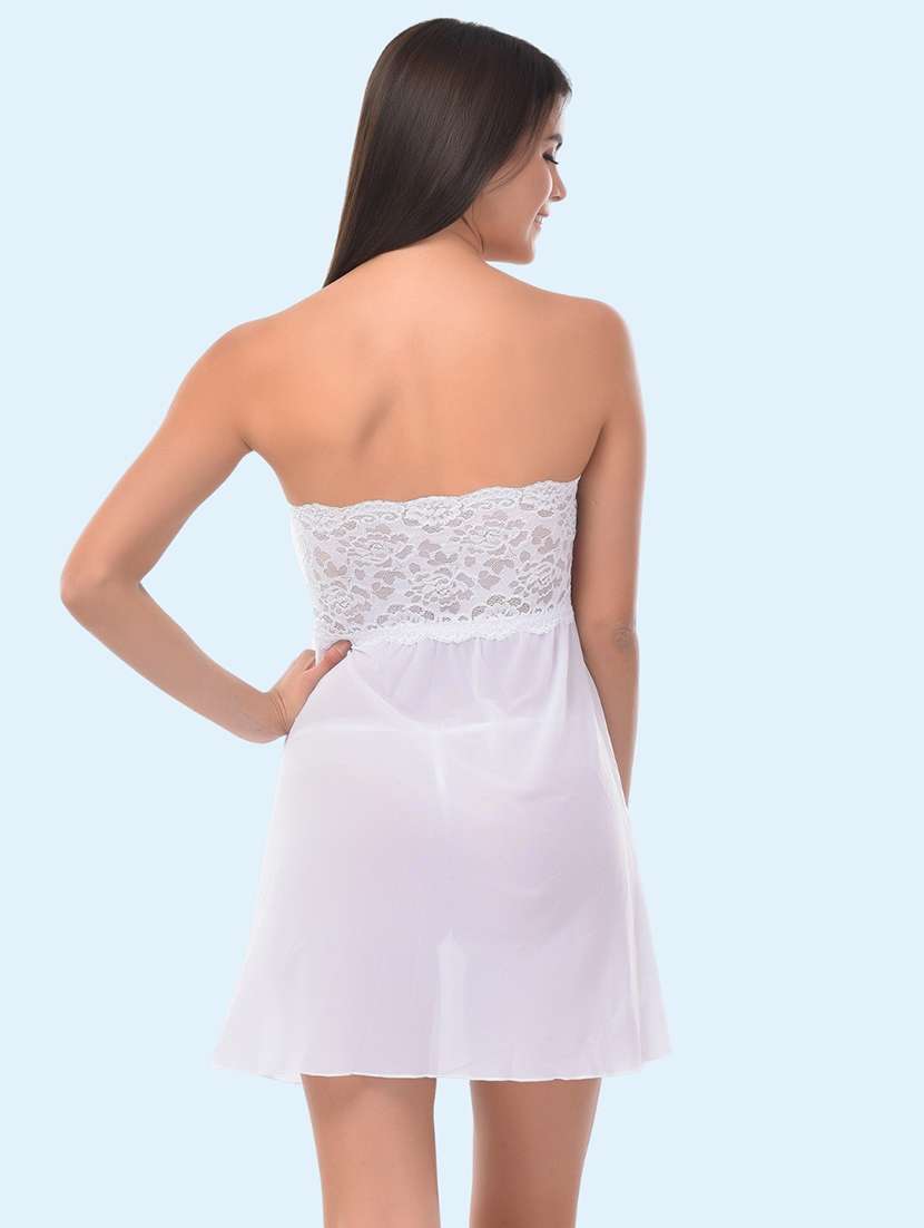Women Self Design Off Shoulder Babydoll Set - 22521209 -  Standard Image - 2