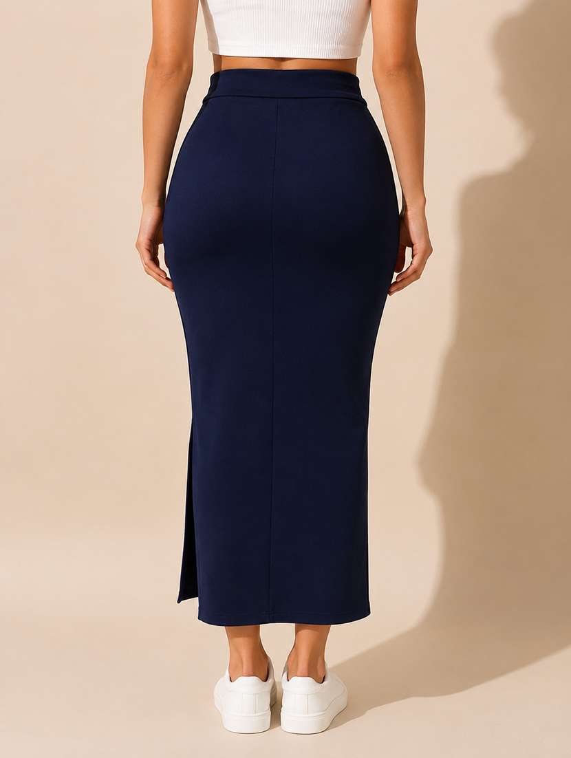 women solid high rise midi pencil skirt - 22521370 -  Standard Image - 2