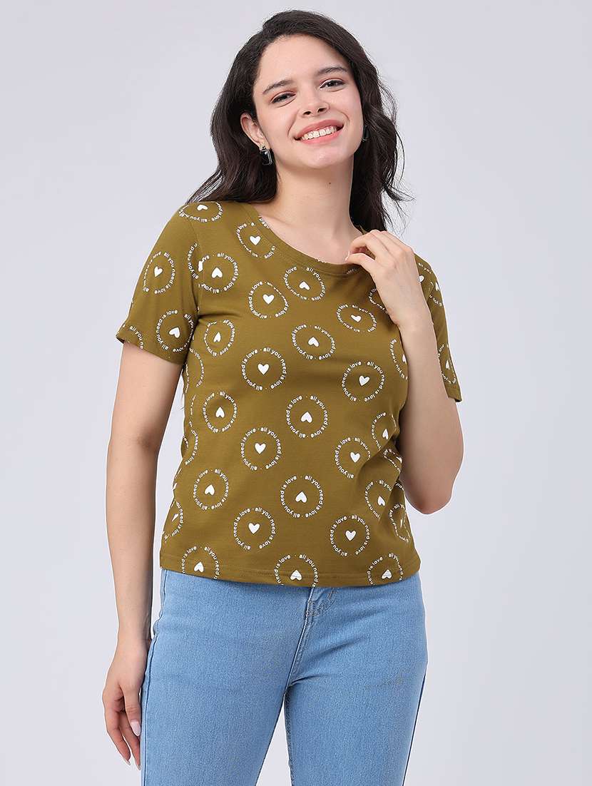women printed round neck regular t-shirt - 22522281 -  Standard Image - 2