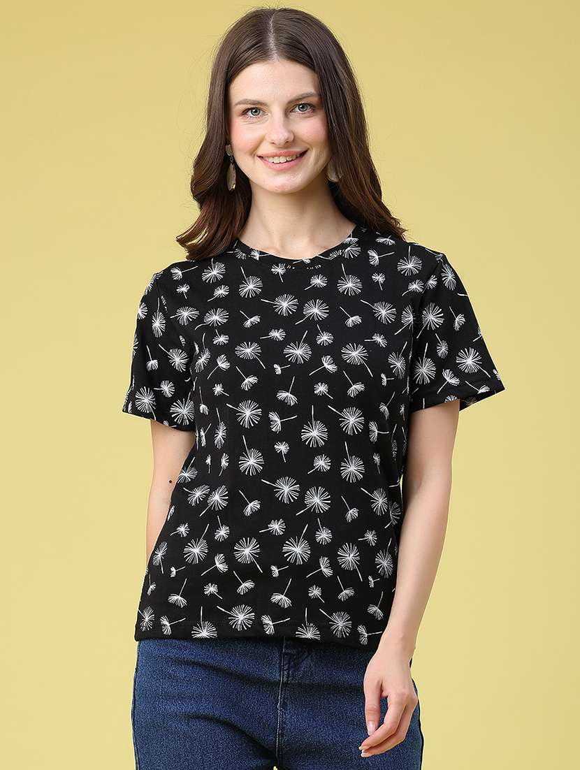women printed round neck regular t-shirt - 22522283 -  Standard Image - 2