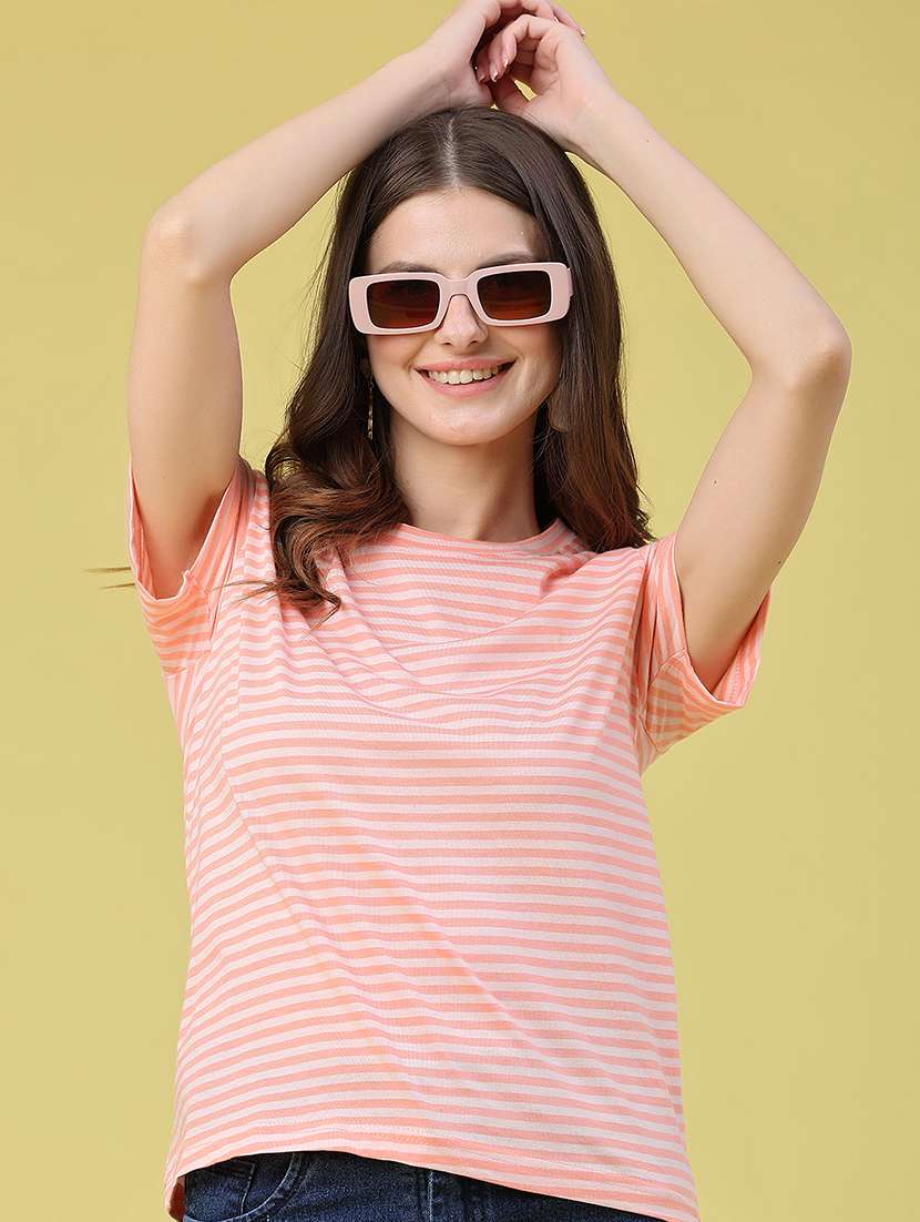 women printed round neck regular t-shirt