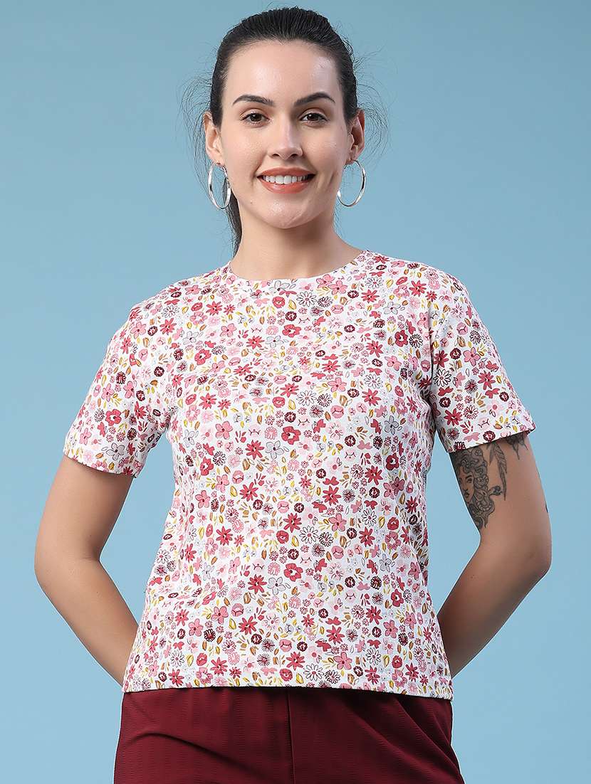 women printed round neck regular t-shirt - 22522292 -  Standard Image - 2