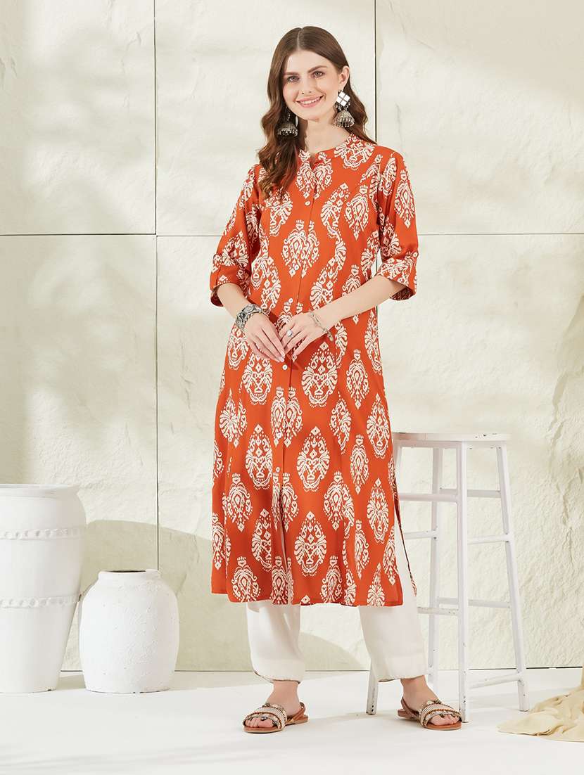 women printed short sleeves a-line kurta  - 22522579 -  Standard Image - 2