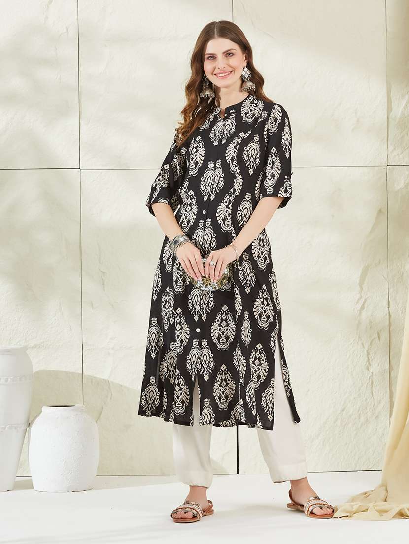 women printed short sleeves a-line kurta  - 22522580 -  Standard Image - 2
