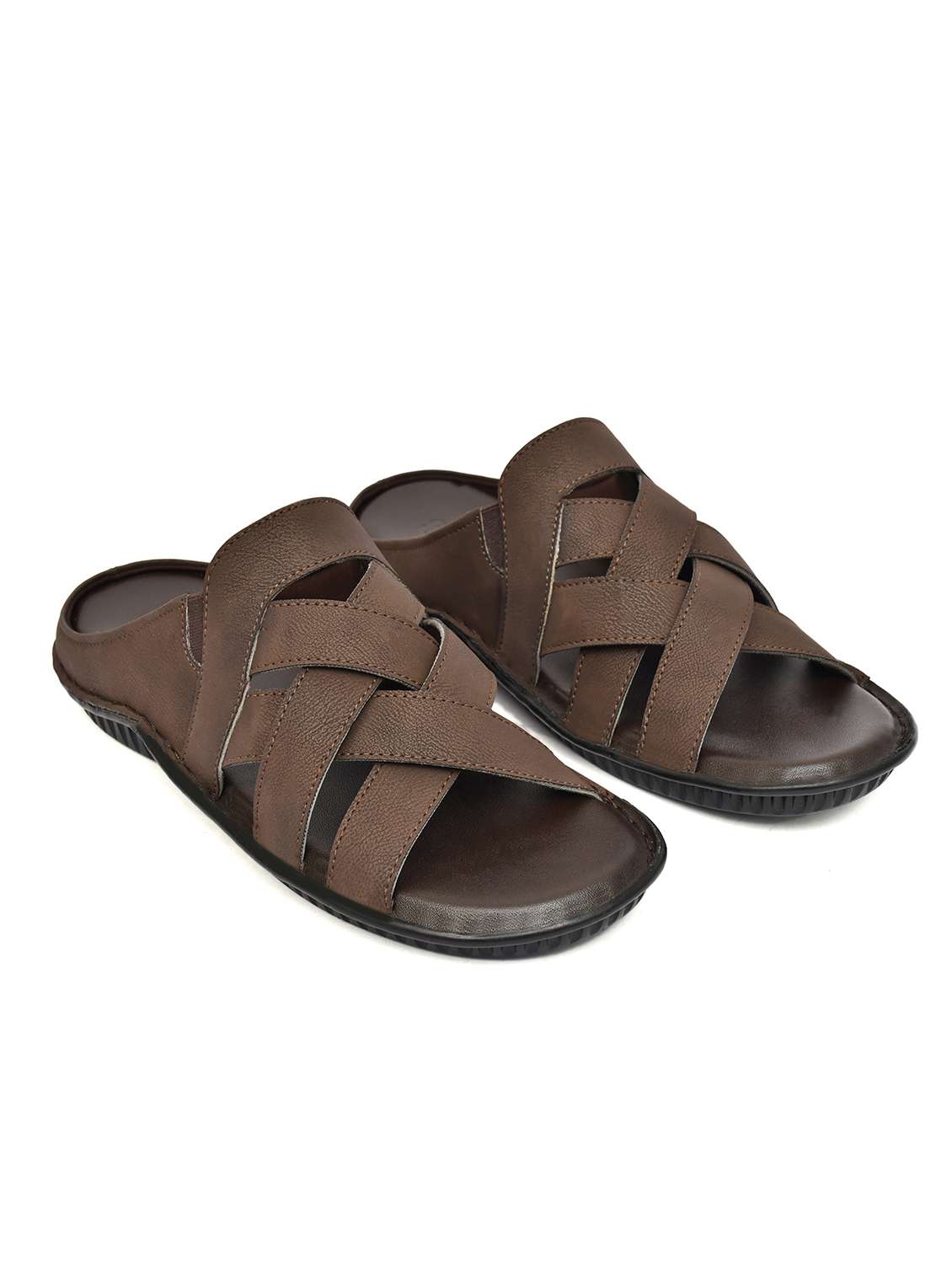 men brown slip on sandal - 22522581 -  Standard Image - 2