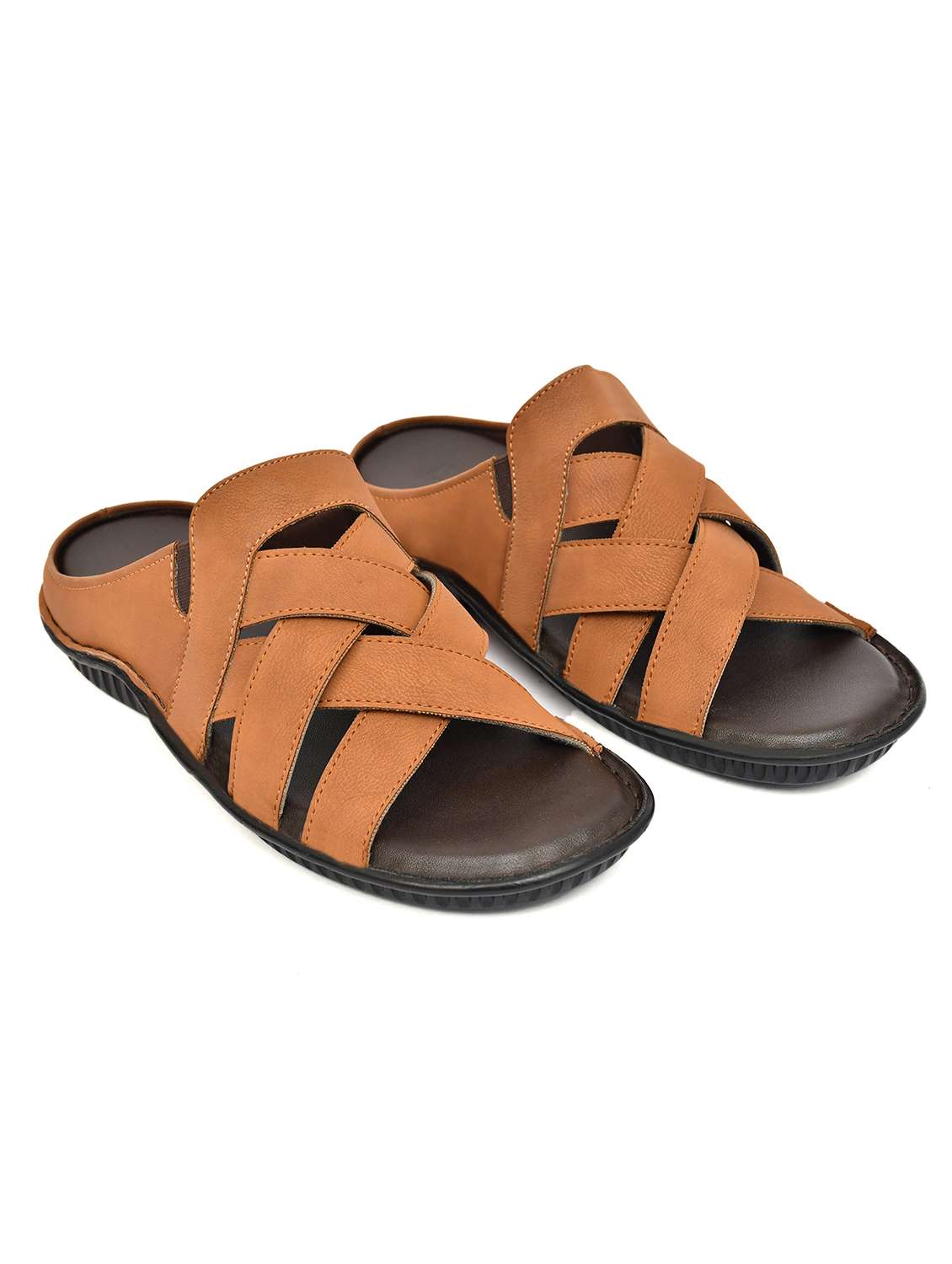 men tan slip on sandal - 22522582 -  Standard Image - 2