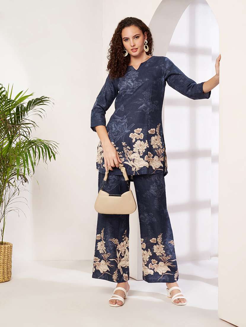 women printed notch neck ethnic co-ord set - 22522660 -  Standard Image - 2