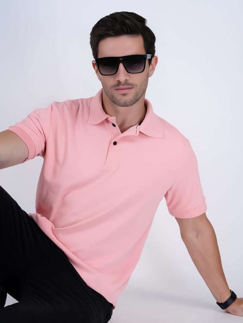 men solid short sleeves polo t-shirt