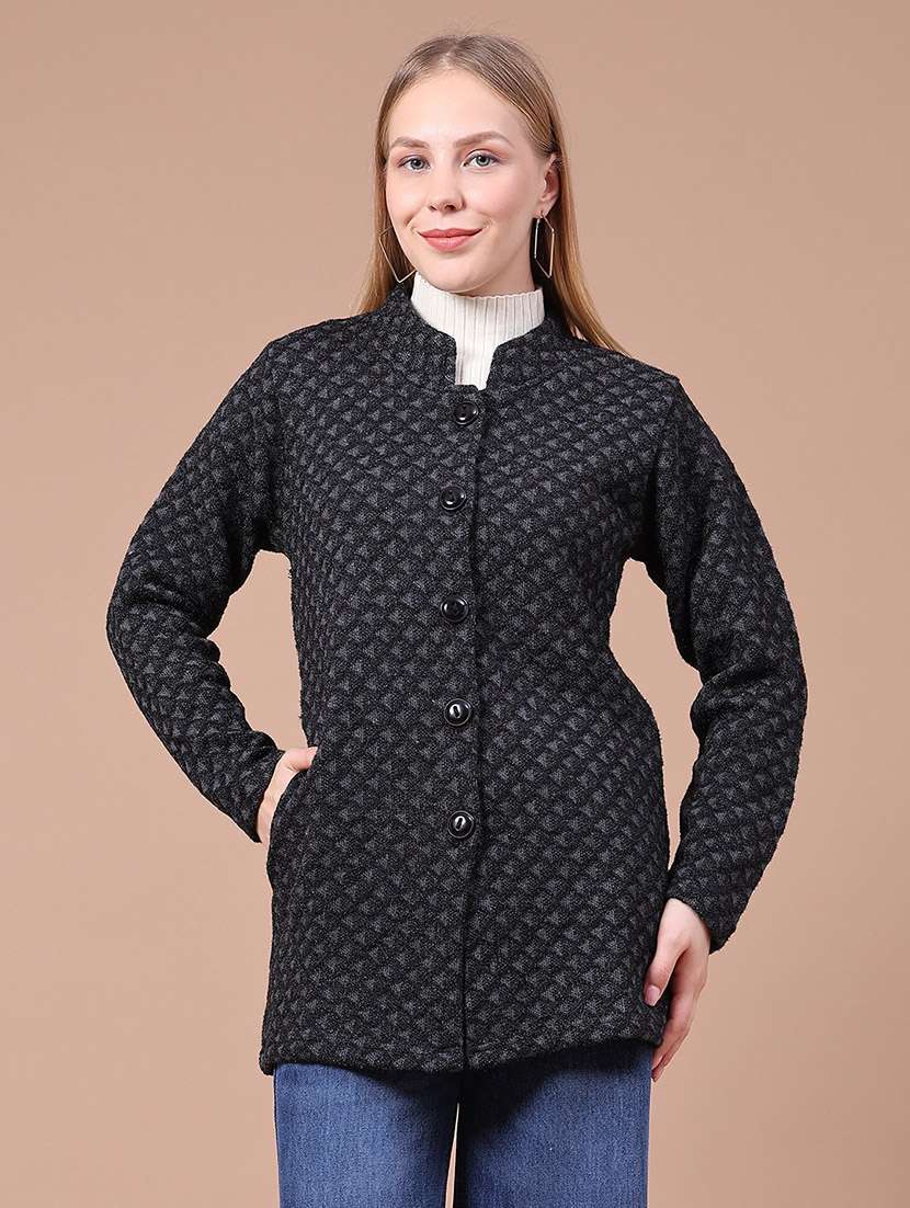 Women Self Design Long Sleeves Regular Fit Coat - 22523907 -  Standard Image - 2
