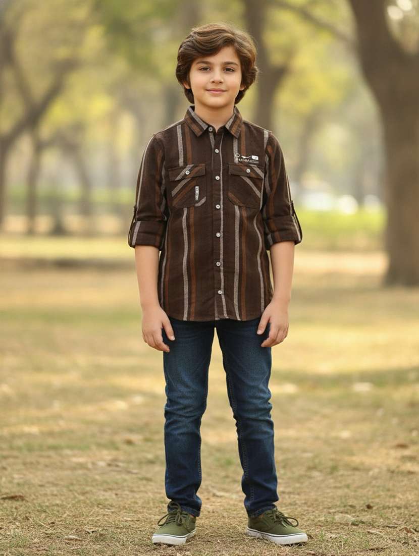 boys striped long sleeves regular fit shirt