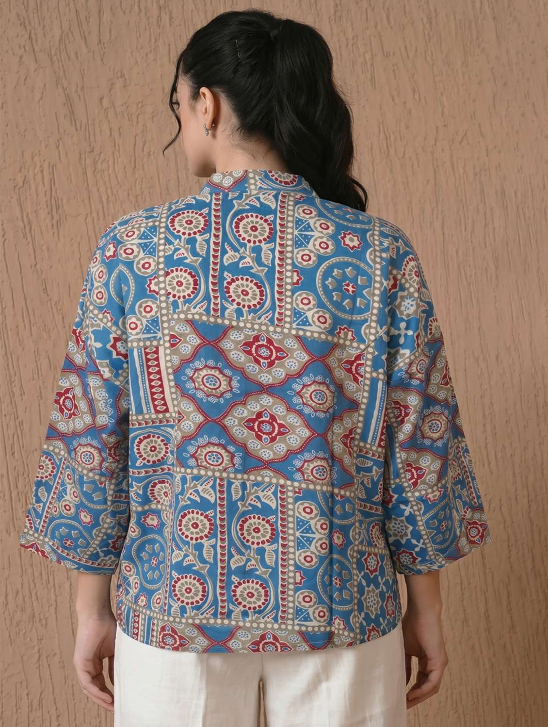 women printed three quarter sleeve shirt  - 22524432 -  Standard Image - 2