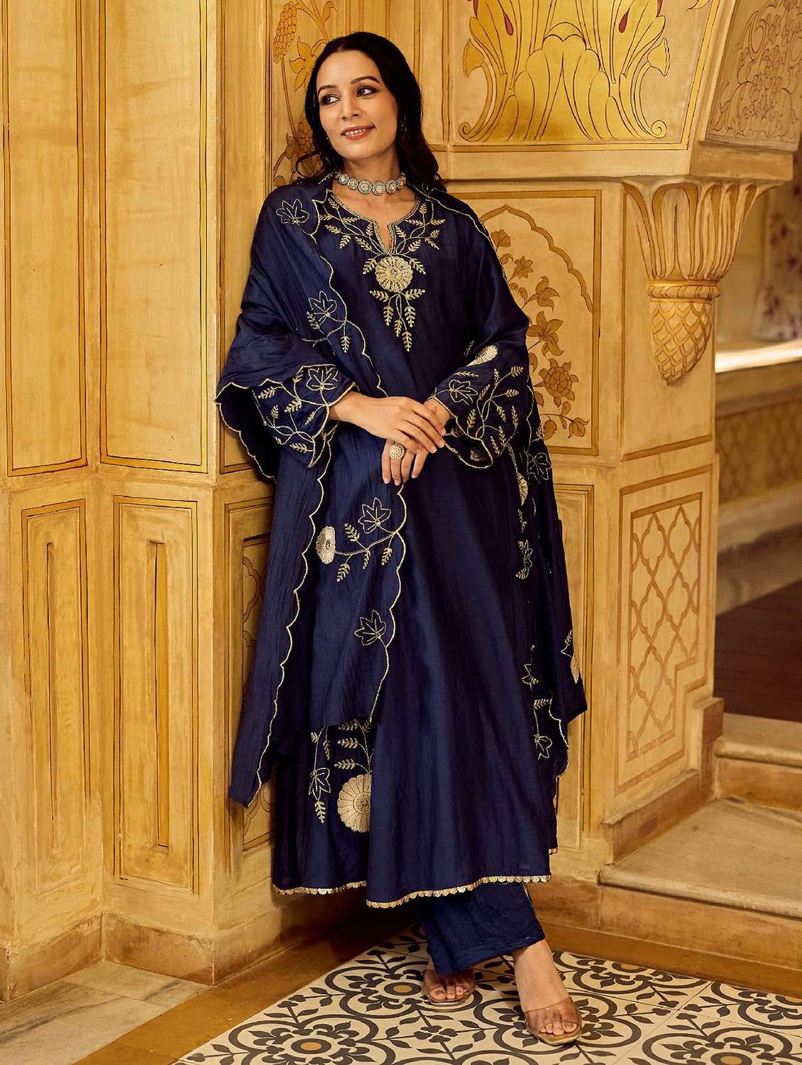 women embroidered long sleeve kurta pant with dupatta set - 22524462 -  Standard Image - 2