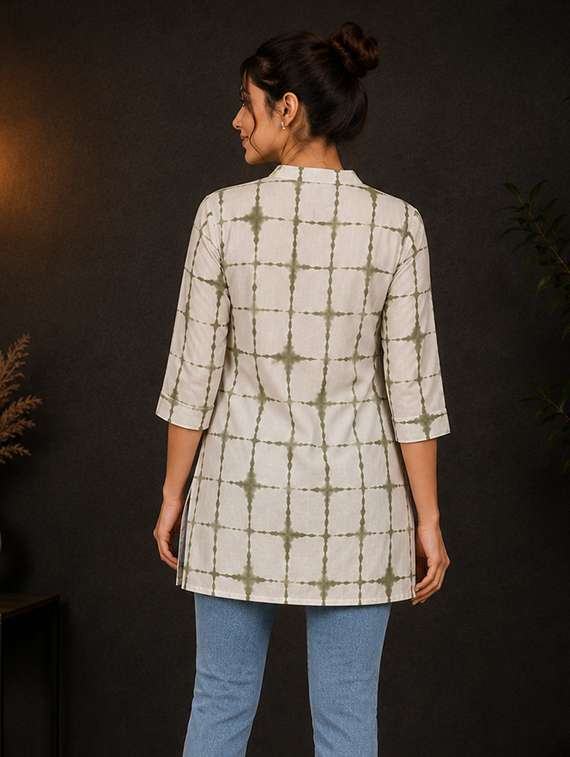 women printed three quarter sleeve straight kurti - 22524529 -  Standard Image - 2