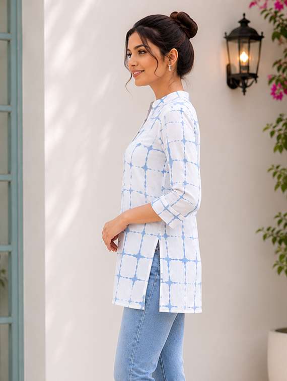 women printed three quarter sleeve straight kurti - 22524531 -  Standard Image - 2