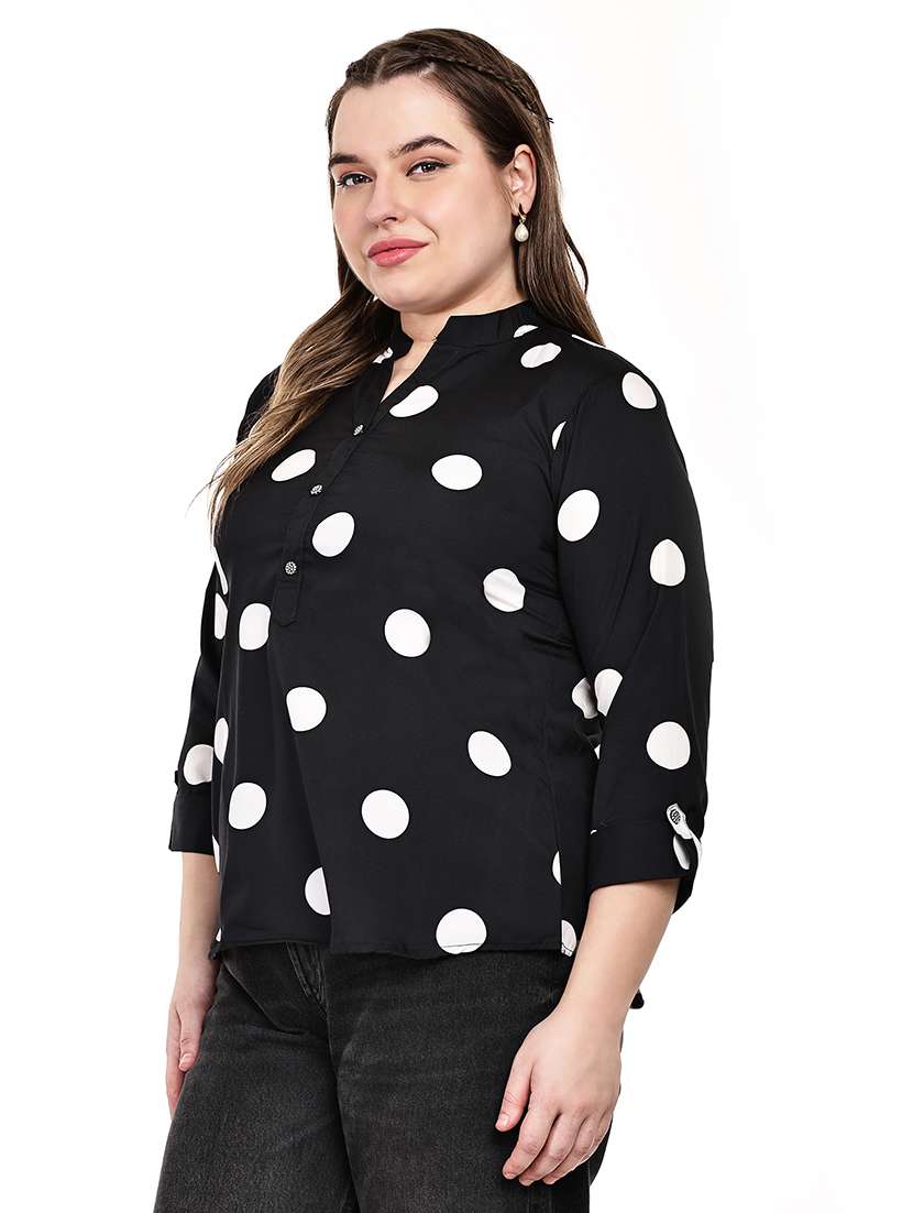 women printed mandarin neck regular top - 22526603 -  Standard Image - 2