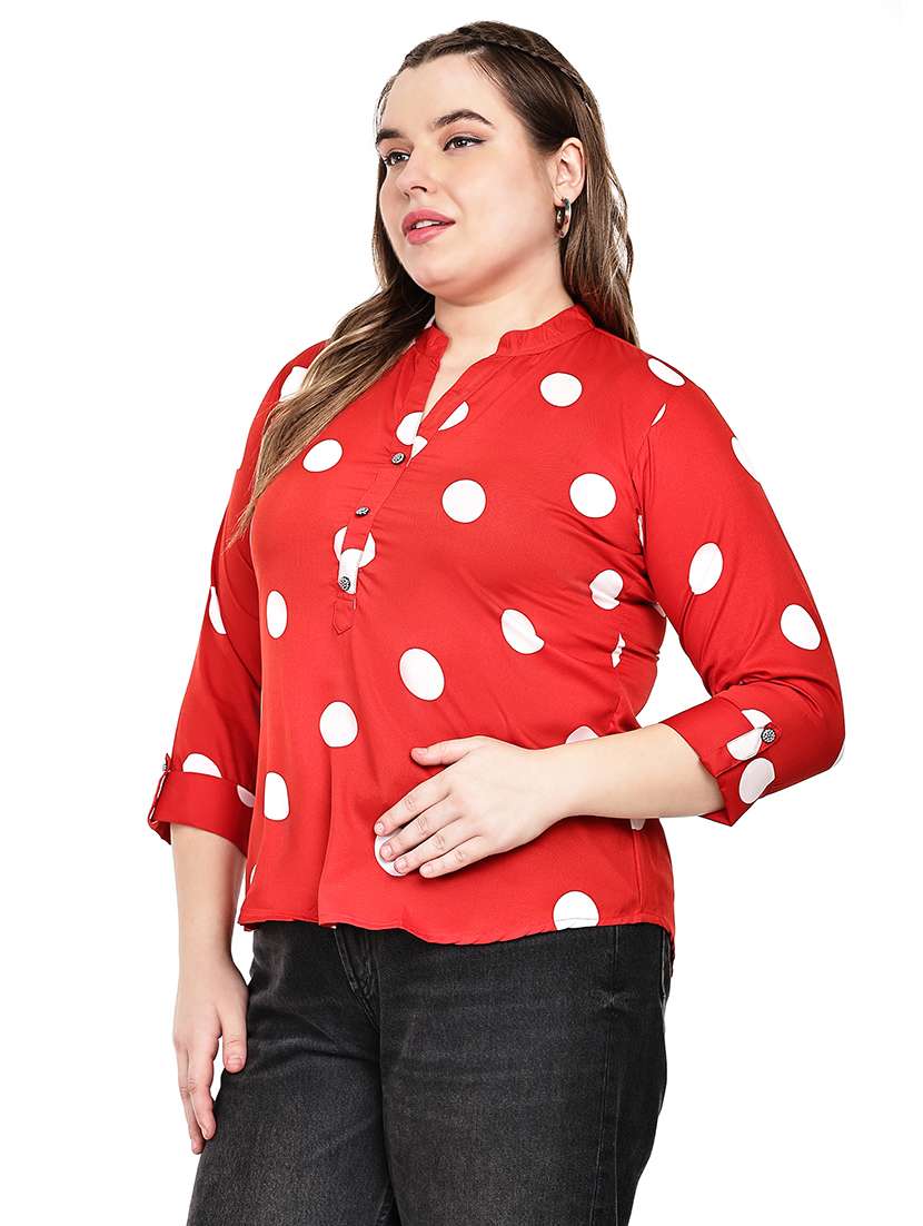 women printed mandarin neck regular top - 22526608 -  Standard Image - 2