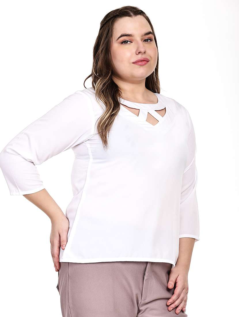 women solid round neck regular top - 22526624 -  Standard Image - 2
